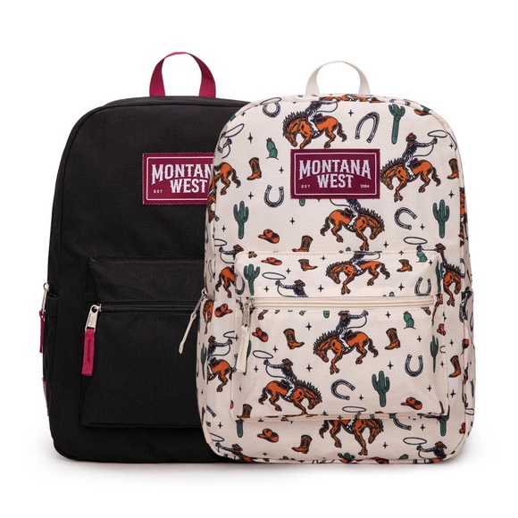 Montana West Horseshoe Cowboy & Cactus Print Backpack -2Pcs Set - Tan main image 5